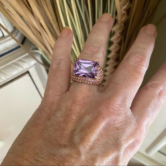 Amethyst Rose Gold Brass Ring Ion Plating sizes 7,8,9,10 - Picture 6 of 9